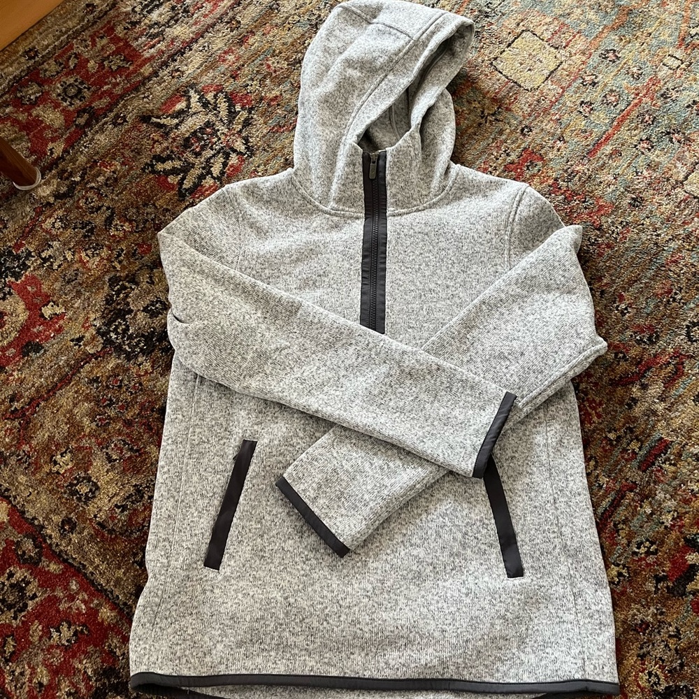 lululemon athletica Heather Gray Half-Zip Hooded Sweater with Black Trim